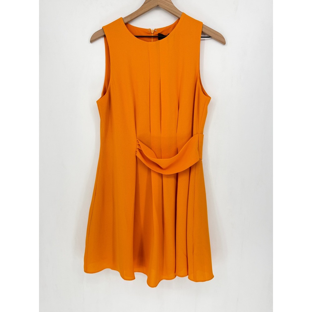 Adelyn Rae Taliya Dress Size Large‎ Orange Pleated Mini Fit Flare Party Cocktail